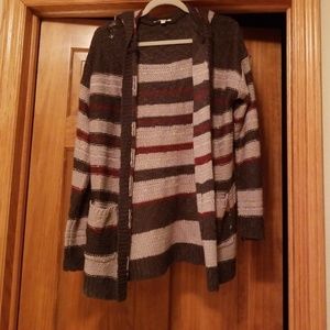 Hooded striped cardigan